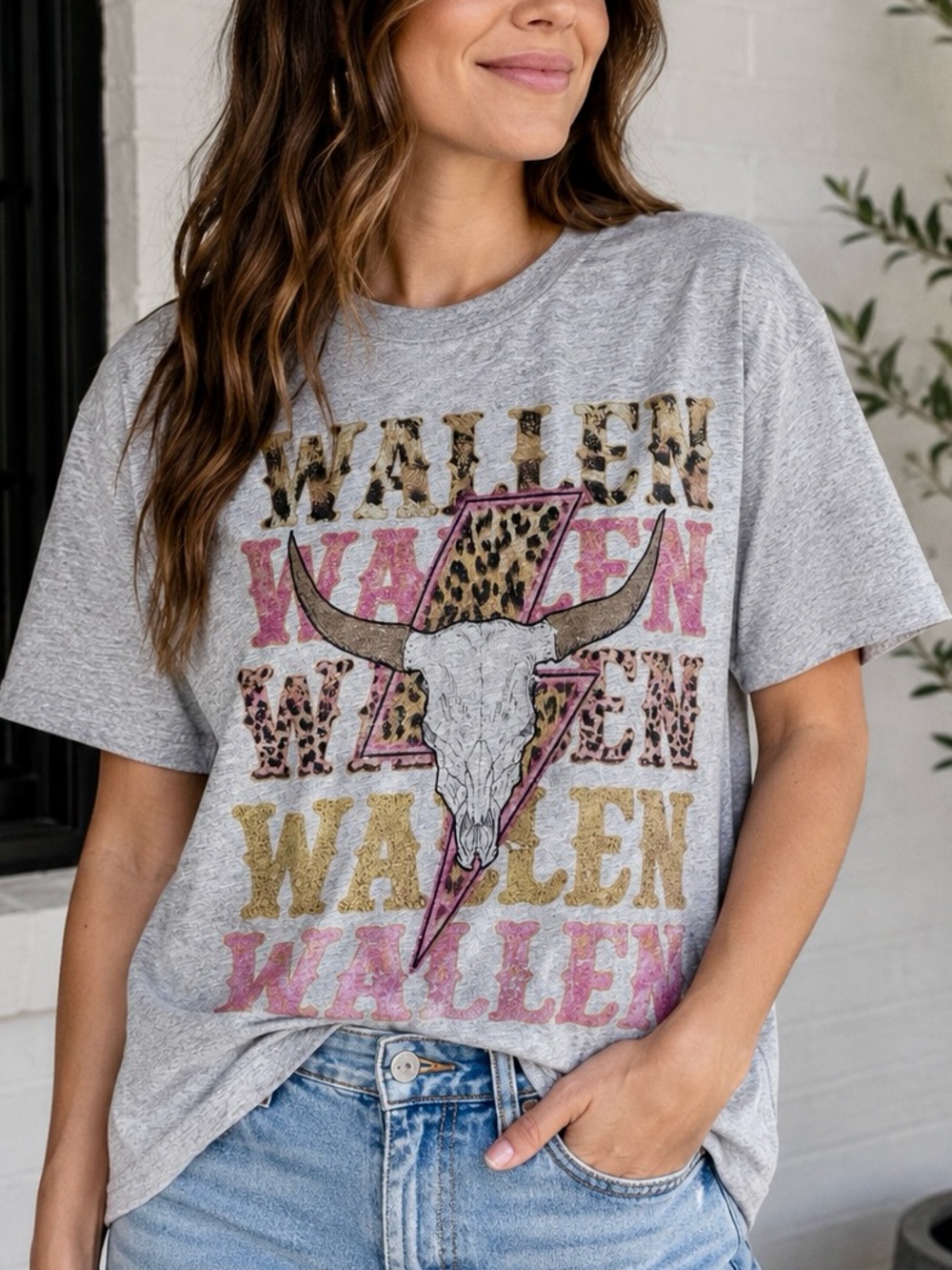 . Bella Canvas Wallen Grey Skull Multicolor Graphic Short Sleeve Tee/T-Shirt